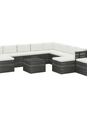 VidaXL 12-delige Loungeset met kussens pallet massief grenenhout
