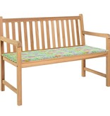 VidaXL Tuinbank met bladpatroon kussen 120 cm massief teakhout