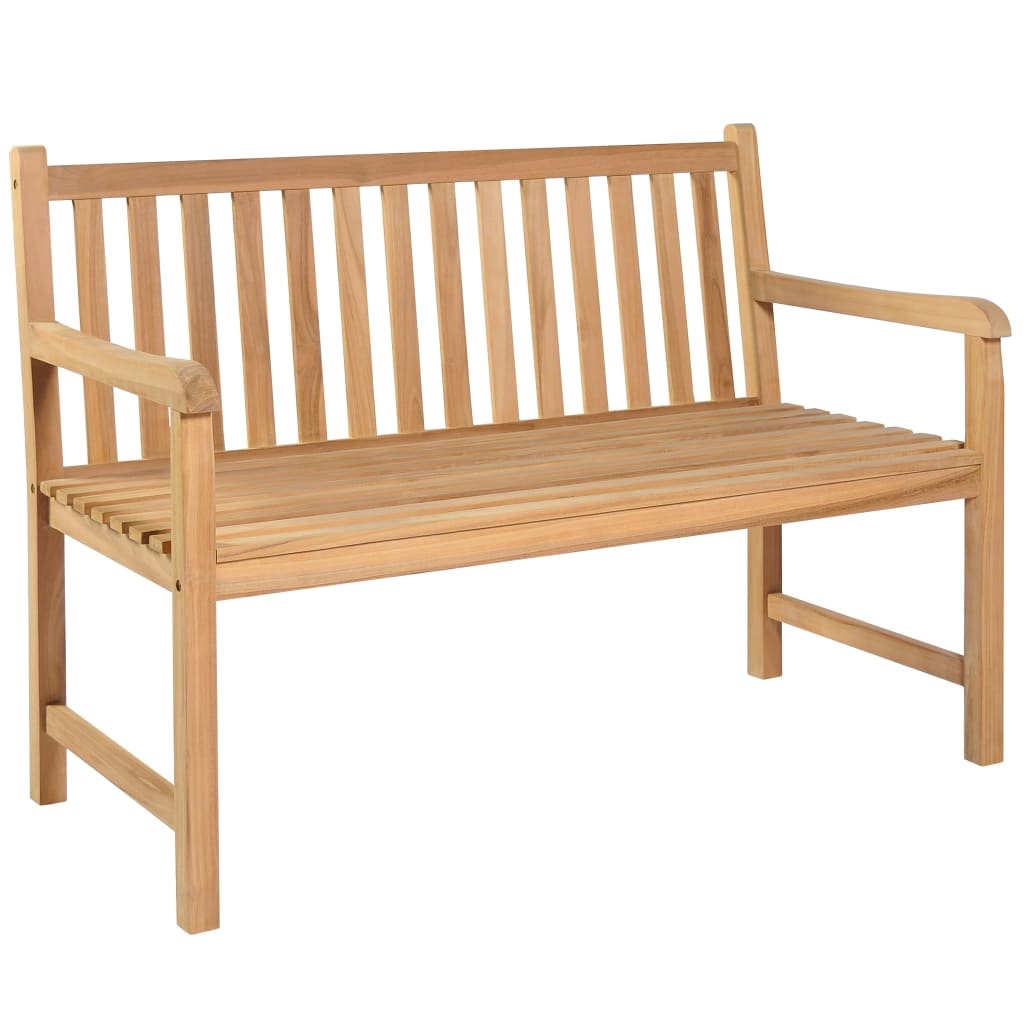 VidaXL Tuinbank met bladpatroon kussen 120 cm massief teakhout