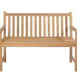 VidaXL Tuinbank met bladpatroon kussen 120 cm massief teakhout