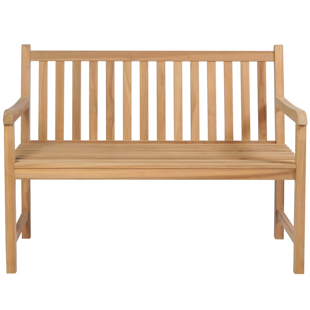 VidaXL Tuinbank met bladpatroon kussen 120 cm massief teakhout
