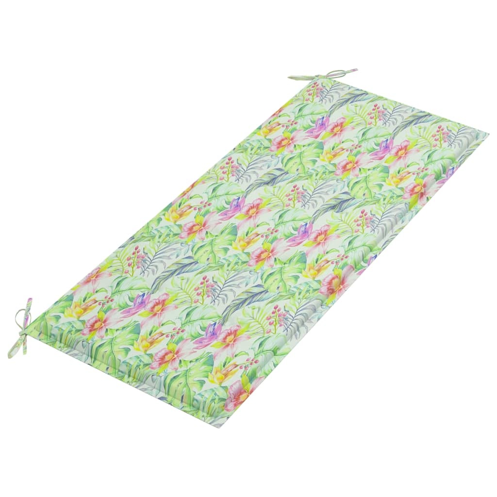 VidaXL Tuinbank met bladpatroon kussen 120 cm massief teakhout