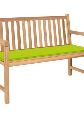 VidaXL Tuinbank met heldergroen kussen 120 cm massief teakhout