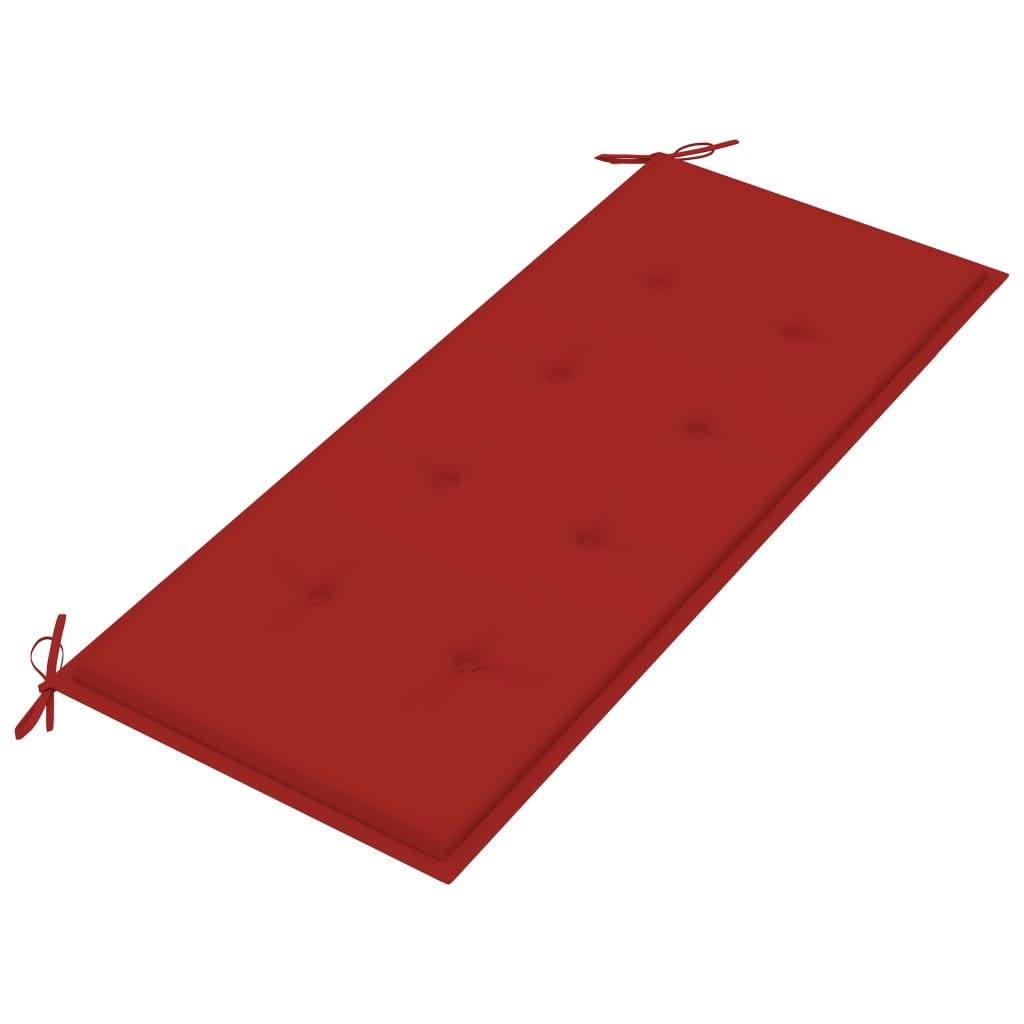 VidaXL Tuinbank met rood kussen 120 cm massief teakhout