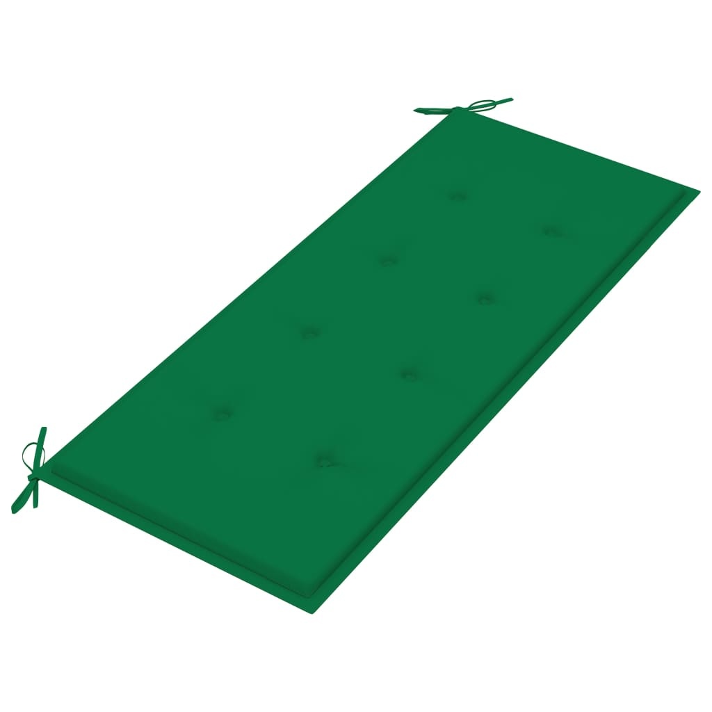 VidaXL Tuinbank met groen kussen 120 cm massief teakhout