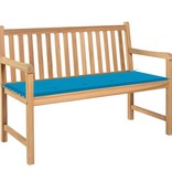 VidaXL Tuinbank met blauw kussen 120 cm massief teakhout