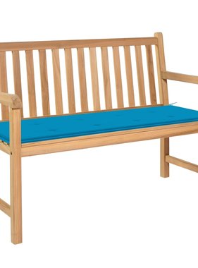 VidaXL Tuinbank met blauw kussen 120 cm massief teakhout