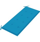 VidaXL Tuinbank met blauw kussen 120 cm massief teakhout
