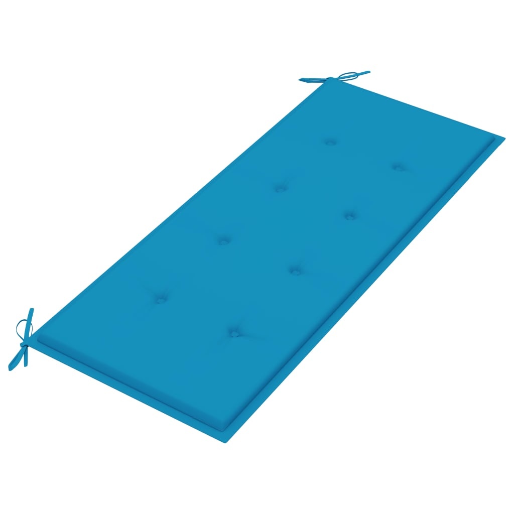 VidaXL Tuinbank met blauw kussen 120 cm massief teakhout
