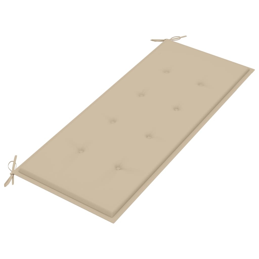 VidaXL Tuinbank met beige kussen 120 cm massief teakhout