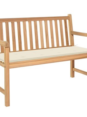 VidaXL Tuinbank met crèmekleurig kussen 120 cm massief teakhout