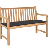 VidaXL Tuinbank met antracietkleurig kussen 120 cm massief teakhout