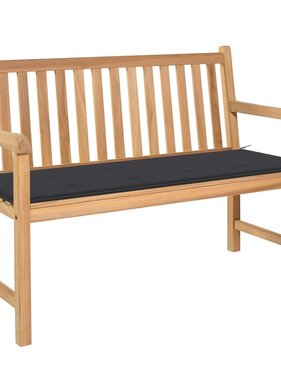 VidaXL Tuinbank met antracietkleurig kussen 120 cm massief teakhout