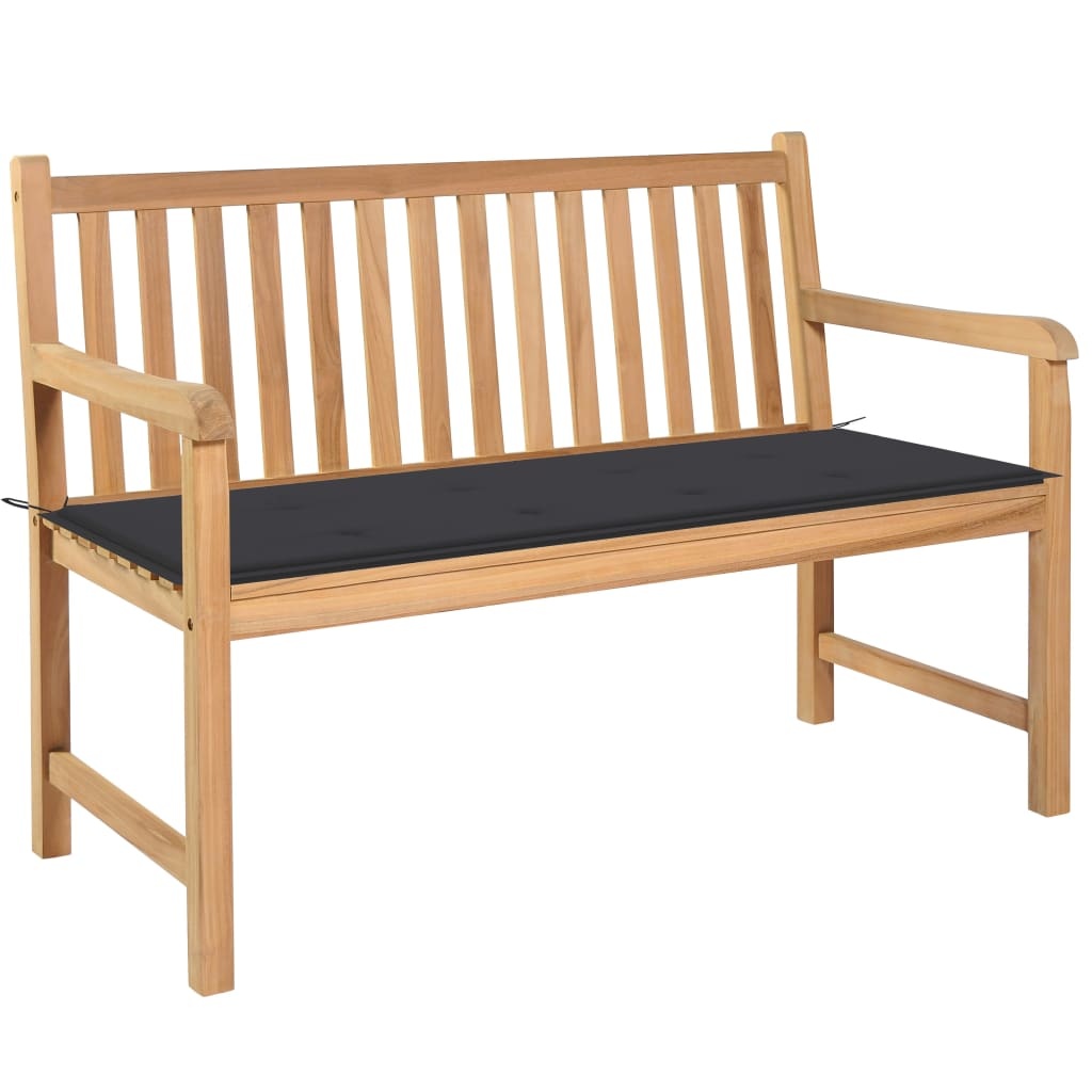VidaXL Tuinbank met antracietkleurig kussen 120 cm massief teakhout