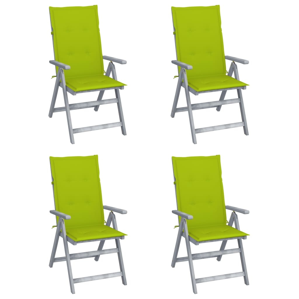VidaXL Tuinstoelen verstelbaar 4 st met kussens massief acaciahout