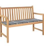 VidaXL Tuinbank met grijs geruit kussen 120 cm massief teakhout