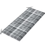 VidaXL Tuinbank met grijs geruit kussen 120 cm massief teakhout