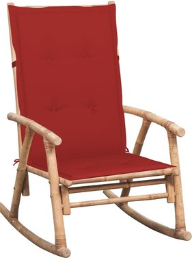 VidaXL Schommelstoel met kussen bamboe