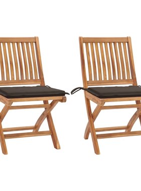 VidaXL Tuinstoelen 2 st met taupekleurige kussens massief teakhout