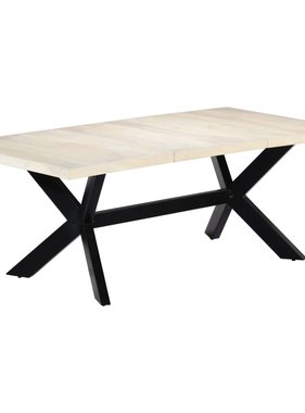VidaXL Eettafel 200x100x75 cm massief mangohout wit