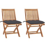 VidaXL Tuinstoelen 2 st met antracietkleurige kussens massief teakhout