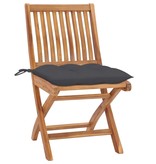 VidaXL Tuinstoelen 2 st met antracietkleurige kussens massief teakhout