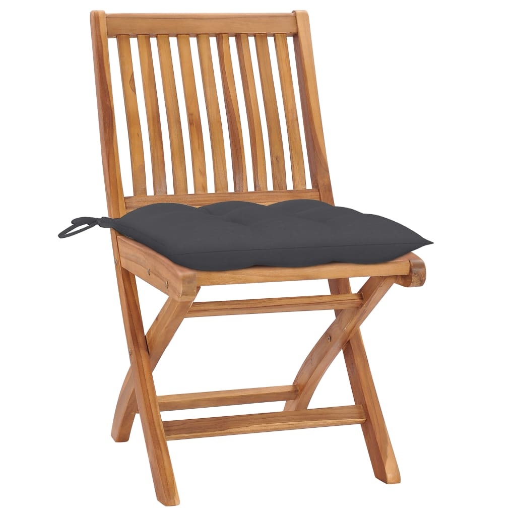 VidaXL Tuinstoelen 2 st met antracietkleurige kussens massief teakhout