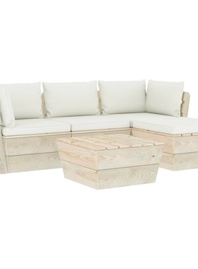 VidaXL 5-delige Loungeset met kussens pallet vurenhout