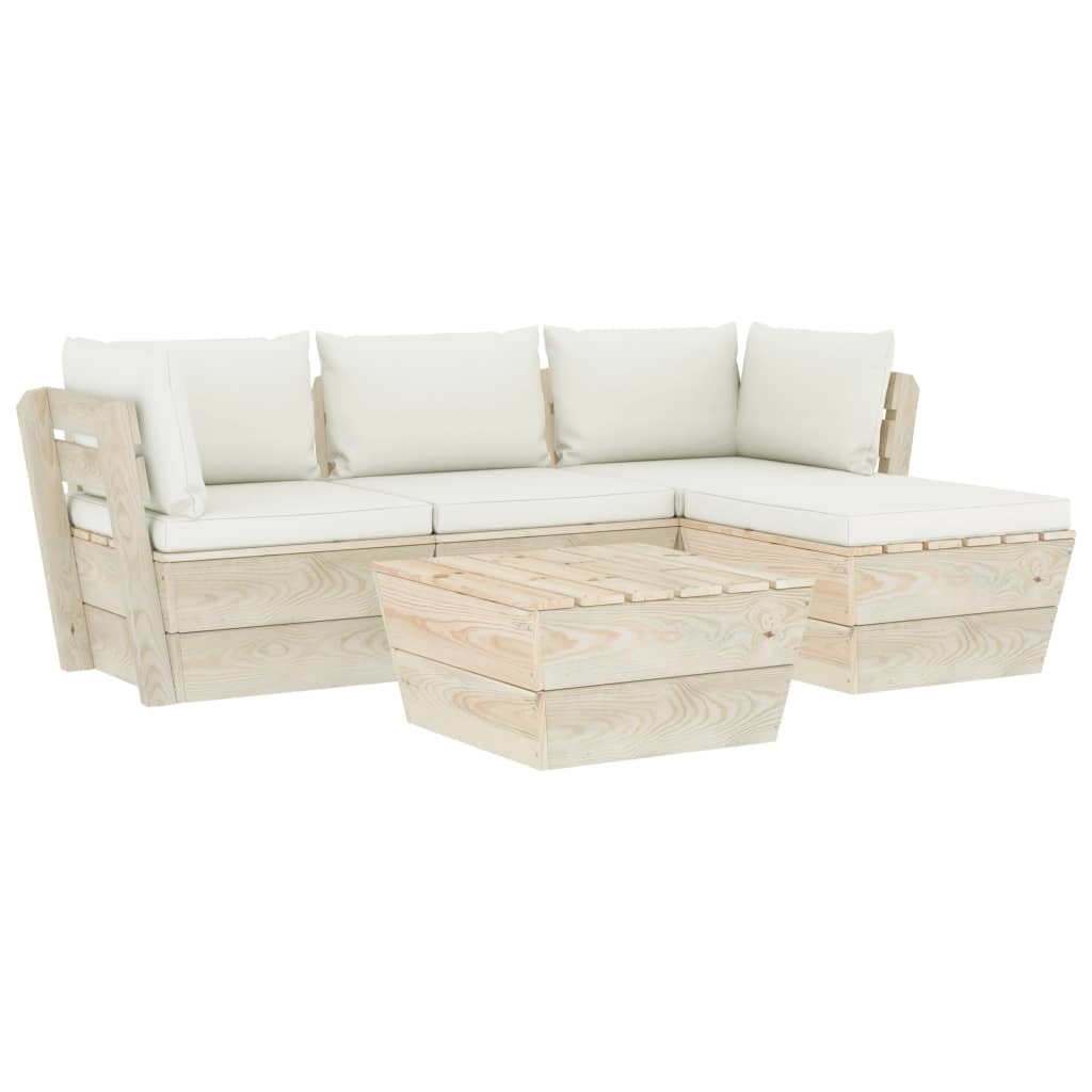 VidaXL 5-delige Loungeset met kussens pallet vurenhout