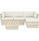 VidaXL 5-delige Loungeset met kussens pallet vurenhout