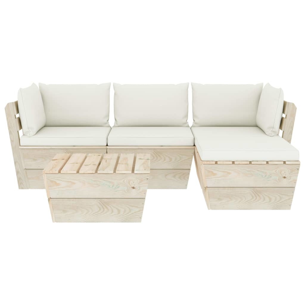 VidaXL 5-delige Loungeset met kussens pallet vurenhout
