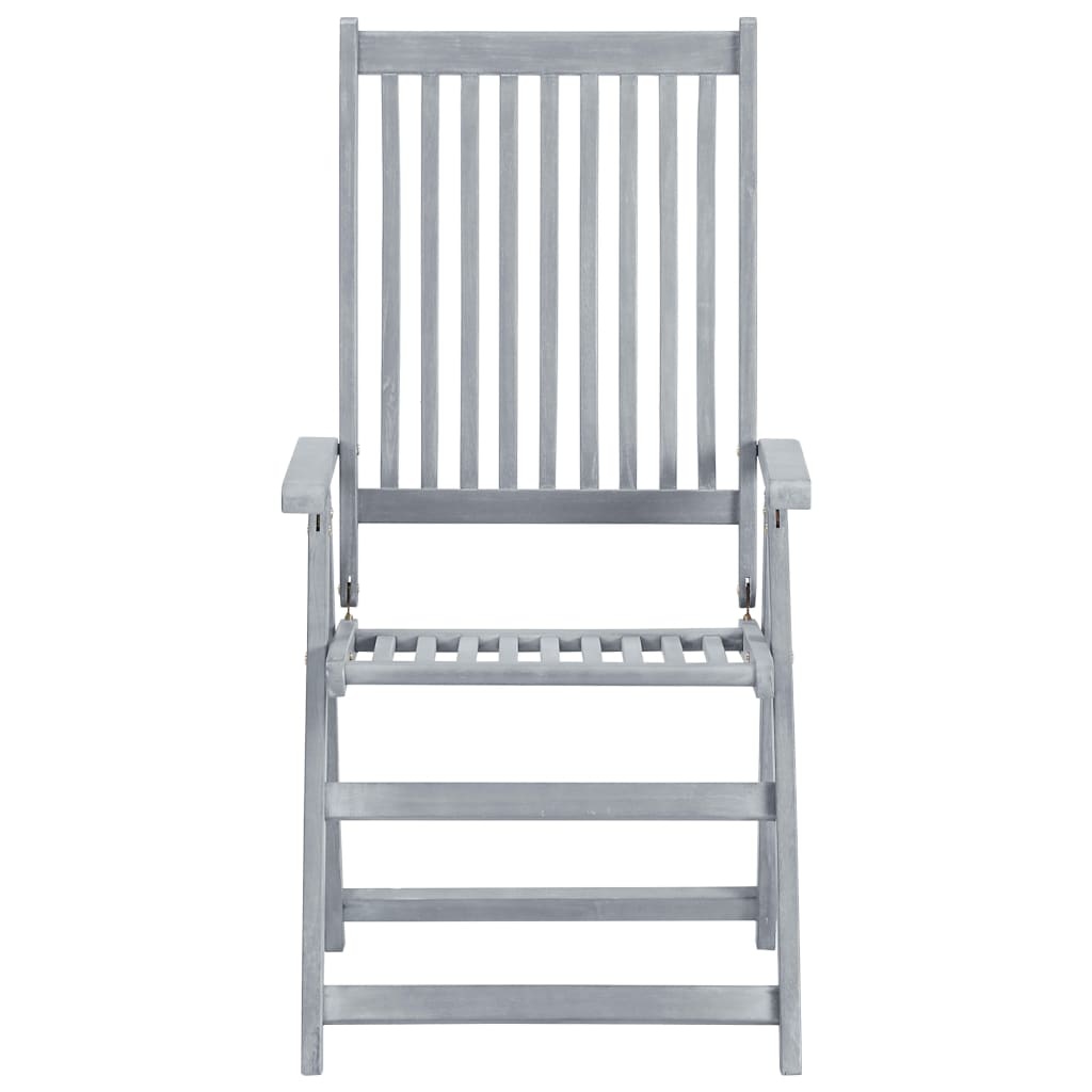 VidaXL Tuinstoelen 3 st verstelbaar met kussens massief acaciahout