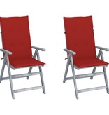 VidaXL Tuinstoelen 2 st verstelbaar met kussens massief acaciahout