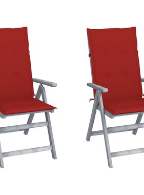 VidaXL Tuinstoelen 2 st verstelbaar met kussens massief acaciahout
