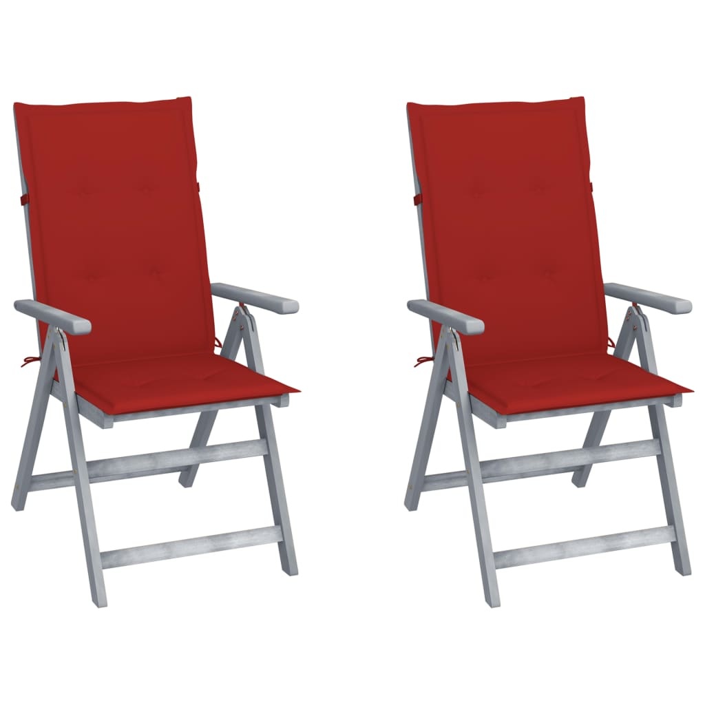 VidaXL Tuinstoelen 2 st verstelbaar met kussens massief acaciahout