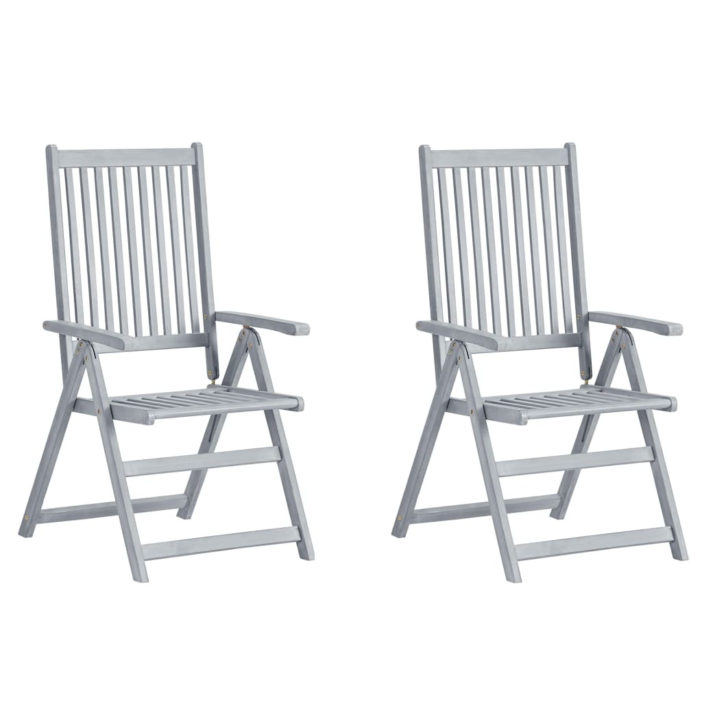 VidaXL Tuinstoelen 2 st verstelbaar met kussens massief acaciahout