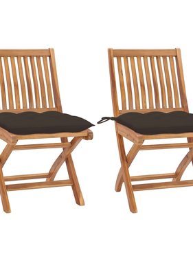 VidaXL Tuinstoelen 2 st met taupe kussens massief teakhout