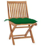 VidaXL Tuinstoelen 2 st met groene kussens massief teakhout