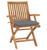 VidaXL Tuinstoelen 2 st met grijze kussens massief teakhout