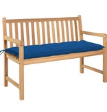 VidaXL Tuinbank met blauw kussen 120 cm massief teakhout