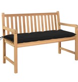 VidaXL Tuinbank met zwart kussen 120 cm massief teakhout