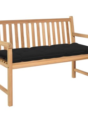 VidaXL Tuinbank met zwart kussen 120 cm massief teakhout