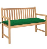 VidaXL Tuinbank met groen kussen 120 cm massief teakhout