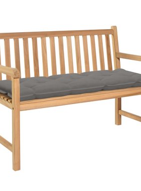 VidaXL Tuinbank met grijs kussen 120 cm massief teakhout