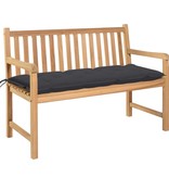 VidaXL Tuinbank met antracietkleurig kussen 120 cm massief teakhout
