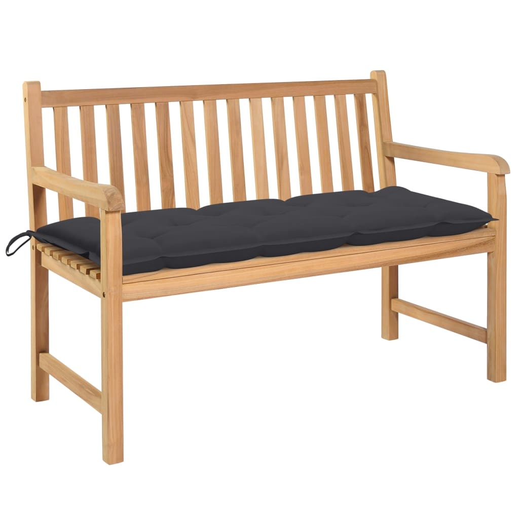 VidaXL Tuinbank met antracietkleurig kussen 120 cm massief teakhout