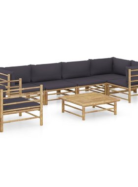 VidaXL 7-delige Loungeset met donkergrijze kussens bamboe