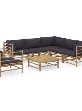 VidaXL 7-delige Loungeset met donkergrijze kussens bamboe