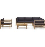 VidaXL 7-delige Loungeset met donkergrijze kussens bamboe