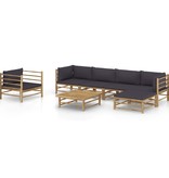 VidaXL 7-delige Loungeset met donkergrijze kussens bamboe